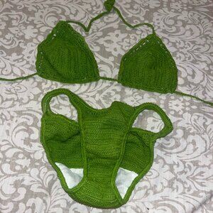 crochet summer bikini grenn authentic